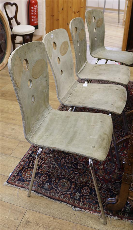 Four Italian 1960s canvas and chrome chairs